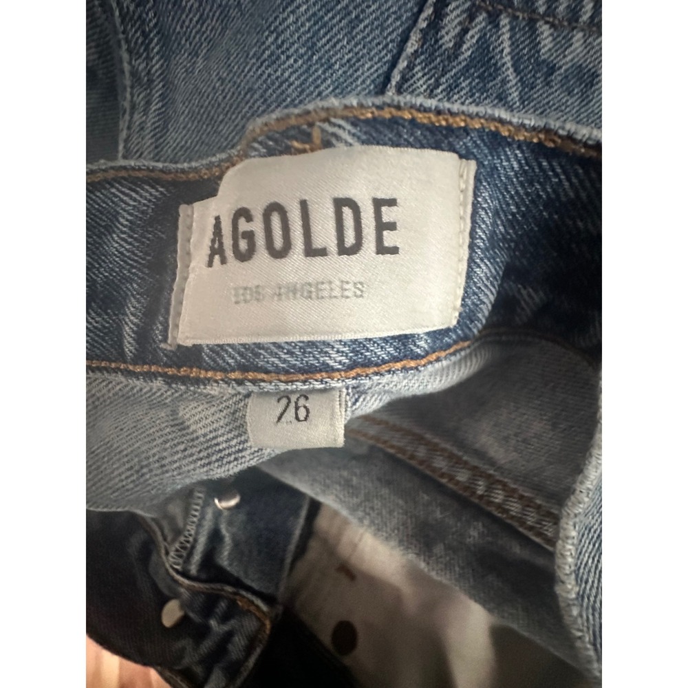 AGOLDE 90's Pinch Waist High Rise Cropped Straight Leg Jeans Light Wash Blue 26 - Picture 5 of 7